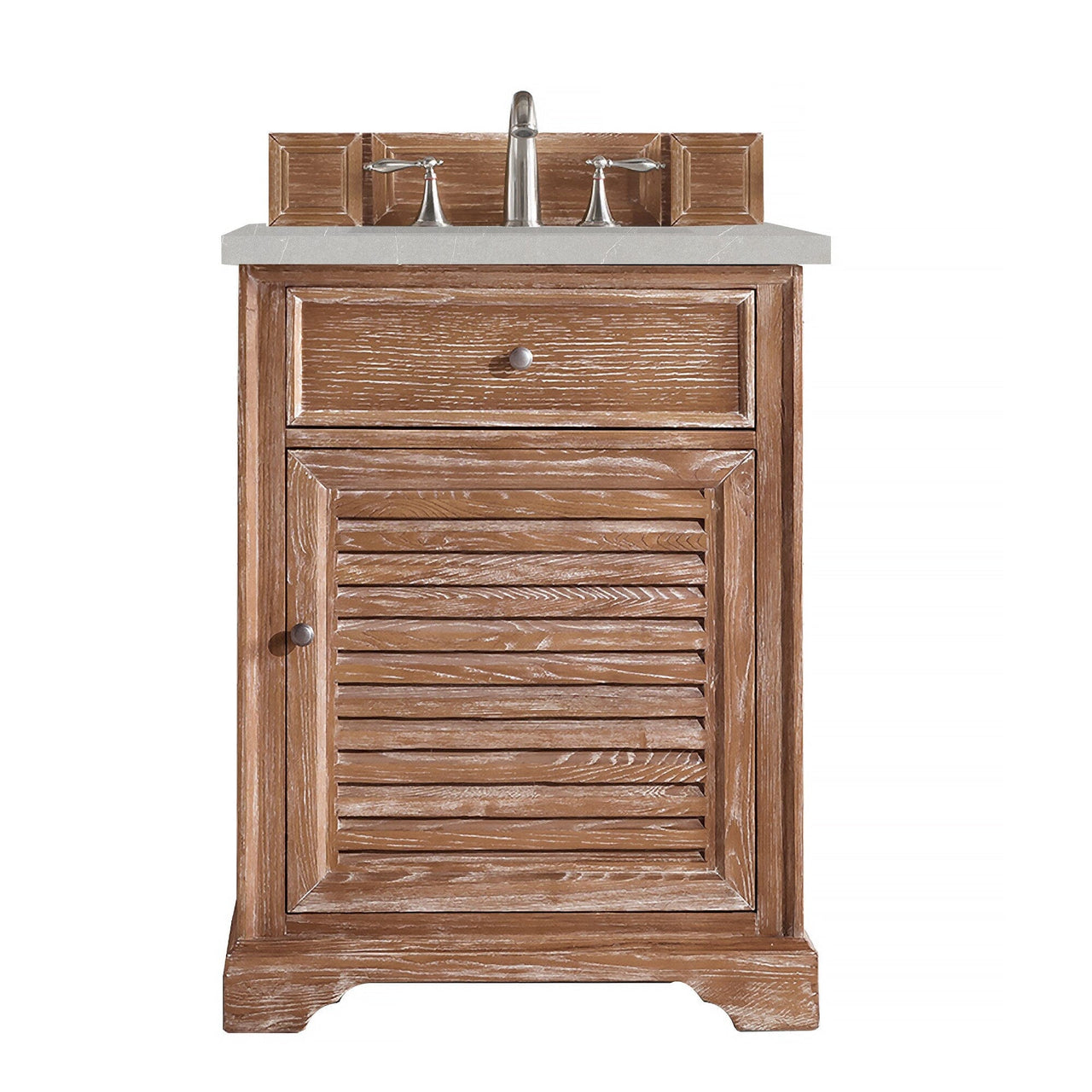 James Martin Savannah 26" Single Vanity Vanity James Martin Driftwood w/ 3 CM Eternal Serena Quartz Top 