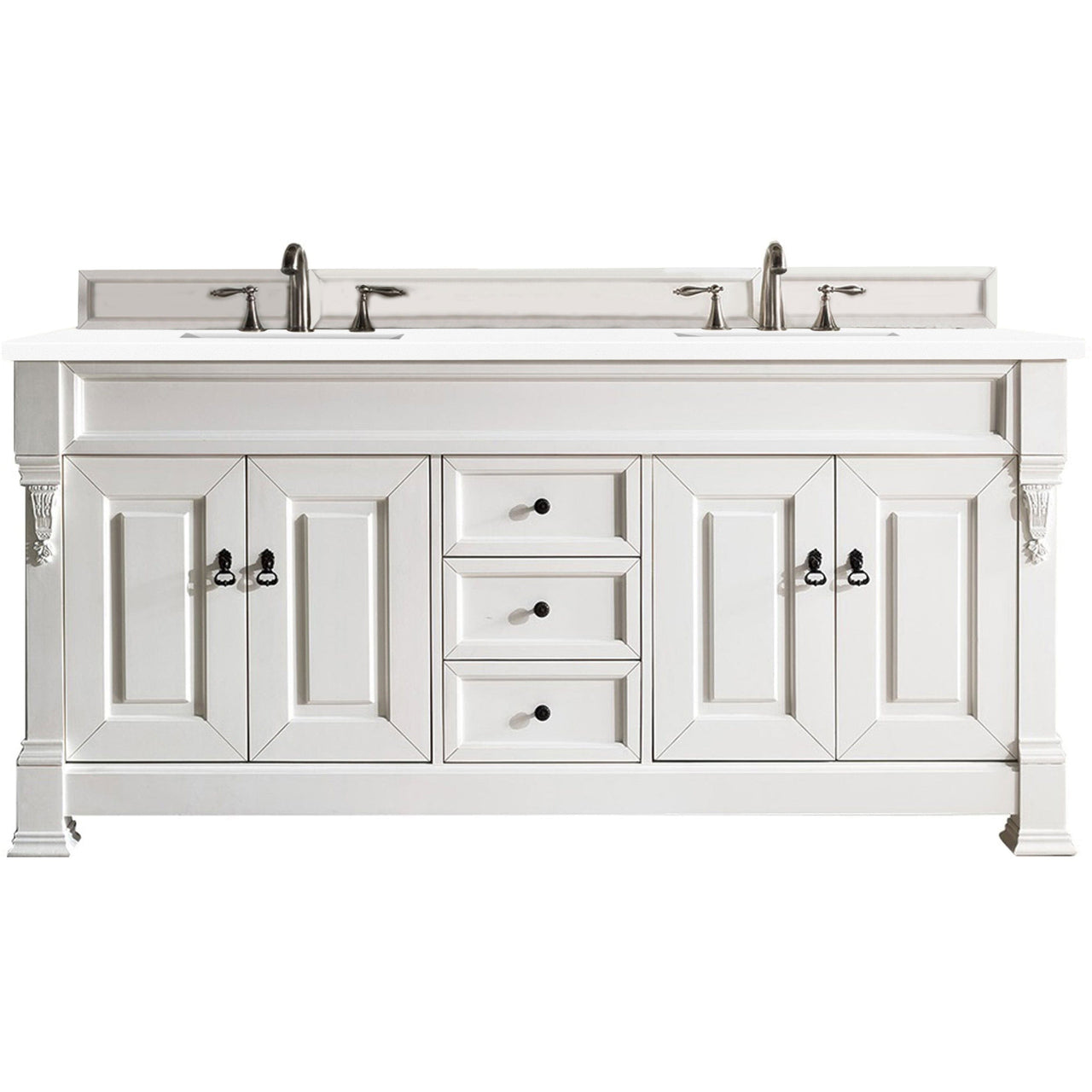James Martin Brookfield 72" Double Vanity Vanities James Martin Bright White w/ 3 CM Classic White Quartz Top 