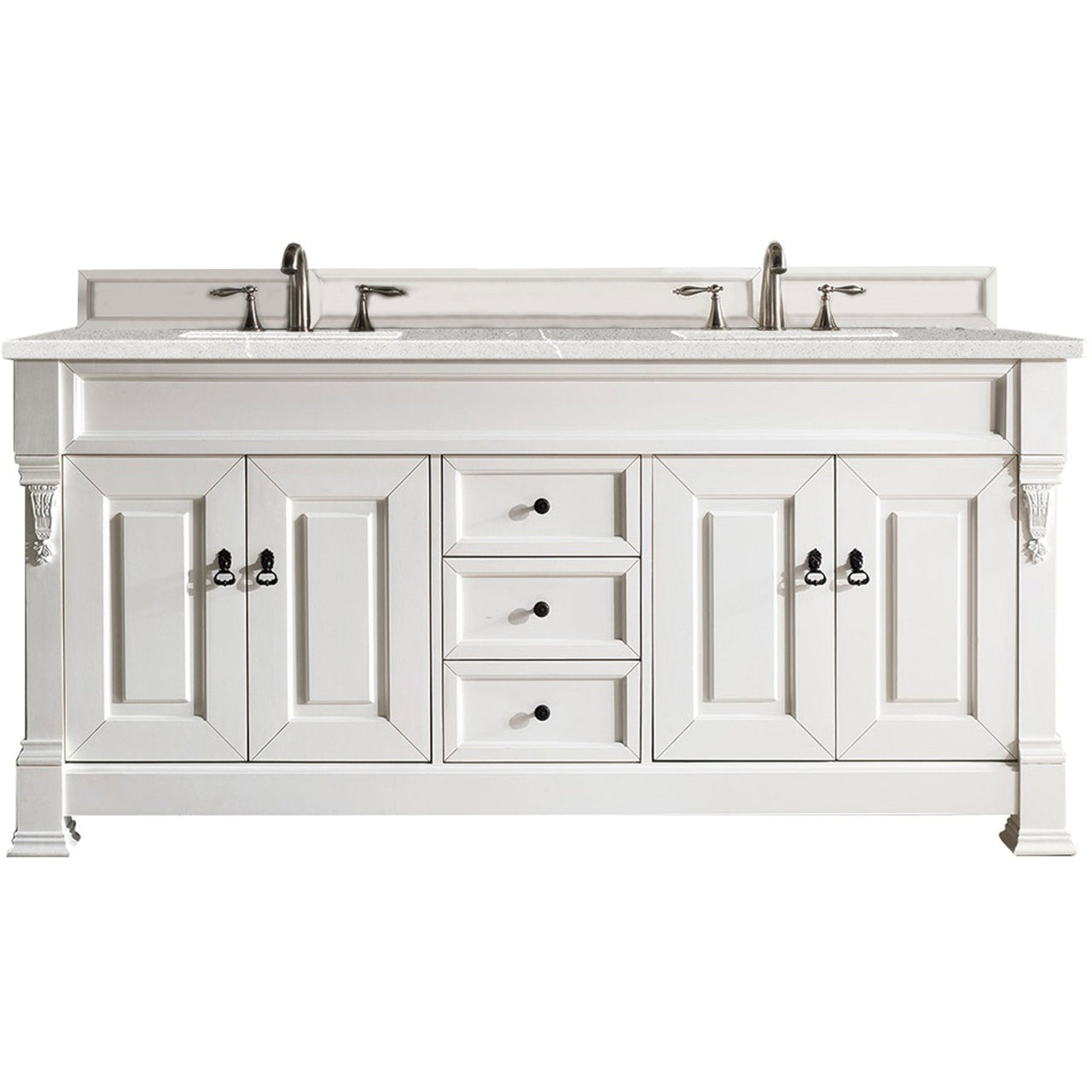 James Martin Brookfield 72" Double Vanity Vanities James Martin Bright White w/ 3 CM Eternal Serena Quartz Top 