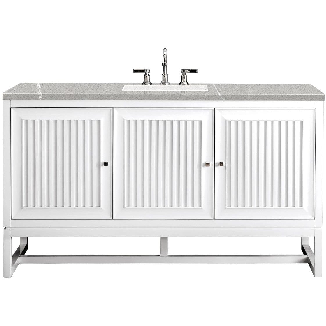 James Martin Athens 60" Single Vanity Vanity James Martin Glossy White w/ 3 CM Eternal Serena Top 