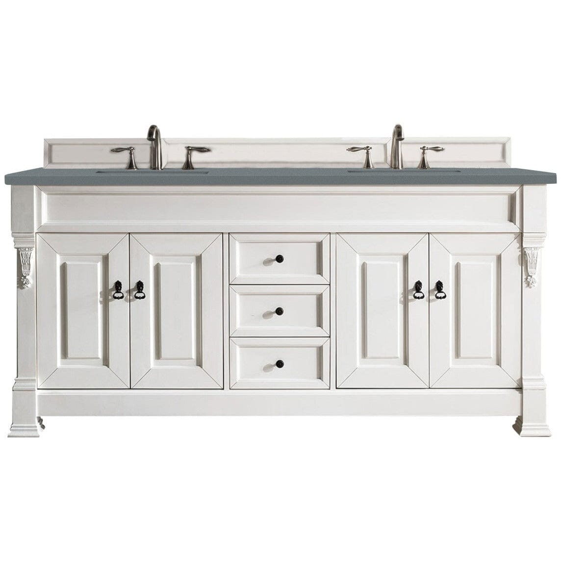 James Martin Brookfield 72" Double Vanity Vanities James Martin Bright White w/ 3 CM Cala Blue Quartz Top 