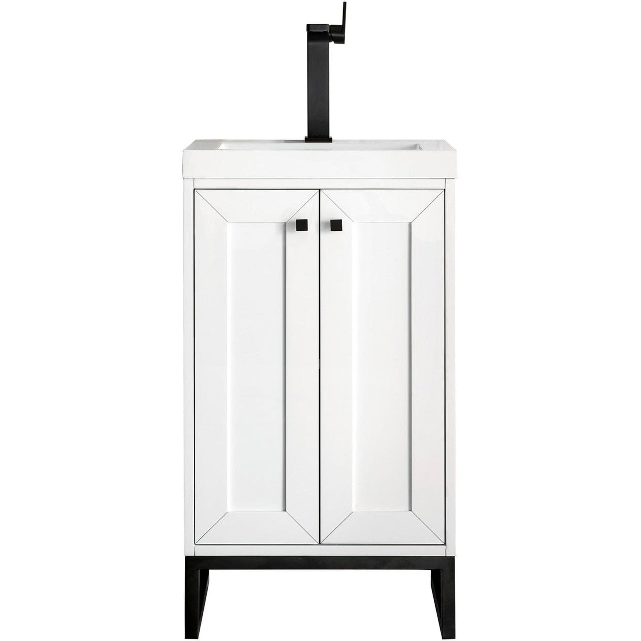 James Martin Chianti 20" Single Vanity Vanity James Martin Glossy White - Matte Black w/ White Glossy Composite Countertop 