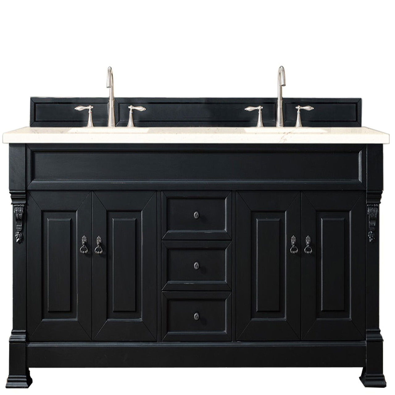James Martin Brookfield 72" Double Vanity Vanities James Martin Antique Black w/ 3 CM Eternal Marfil Quartz Top 