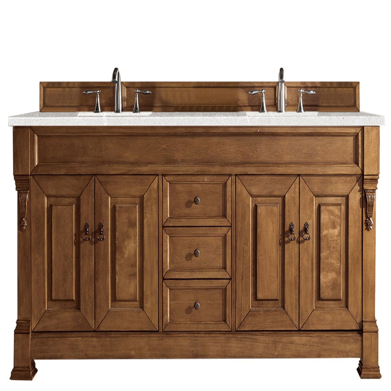 James Martin Brookfield 72" Double Vanity Vanities James Martin Country Oak w/ 3 CM Eternal Serena Quartz Top 