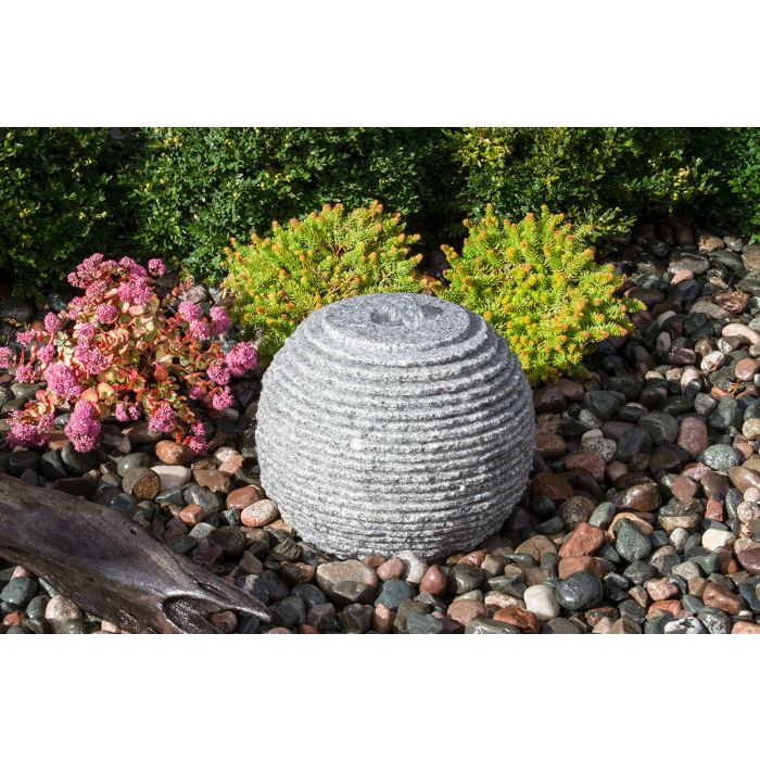 Real Stone Fountains ABGSR16K Small Ribbed Sphere - Granite Fountain Kit Fountain Blue Thumb 