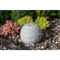 Thumbnail for Real Stone Fountains ABGSR16K Small Ribbed Sphere - Granite Fountain Kit Fountain Blue Thumb 