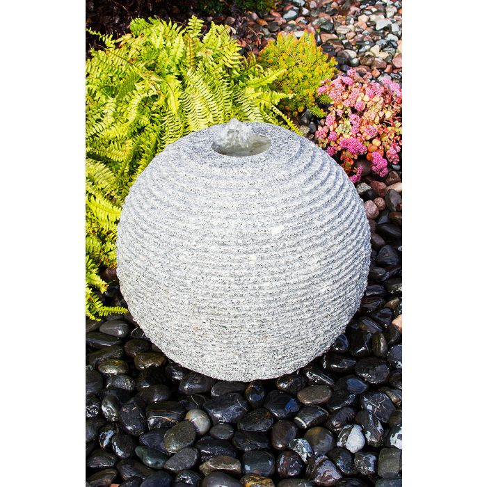 Real Stone Fountains ABGSR20K Medium Ribbed Sphere - Granite Fountain Kit Fountain Blue Thumb 