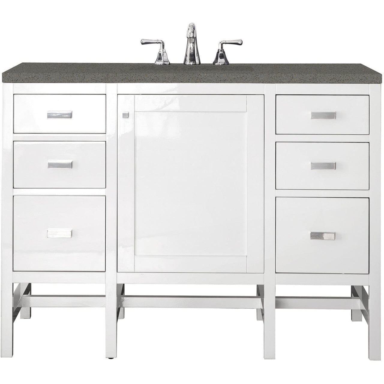 James Martin Addison 48" Single Vanity Vanity James Martin Glossy White w/ 3 CM Grey Expo Quartz Top 