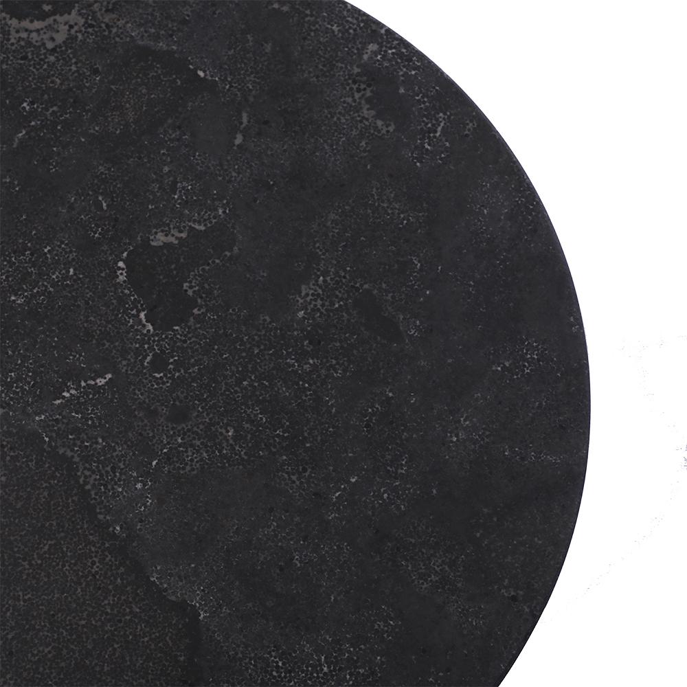 Cherie 15" Round Italian Black Marble Table with Walnut Legs End Table The Bianco Collection 