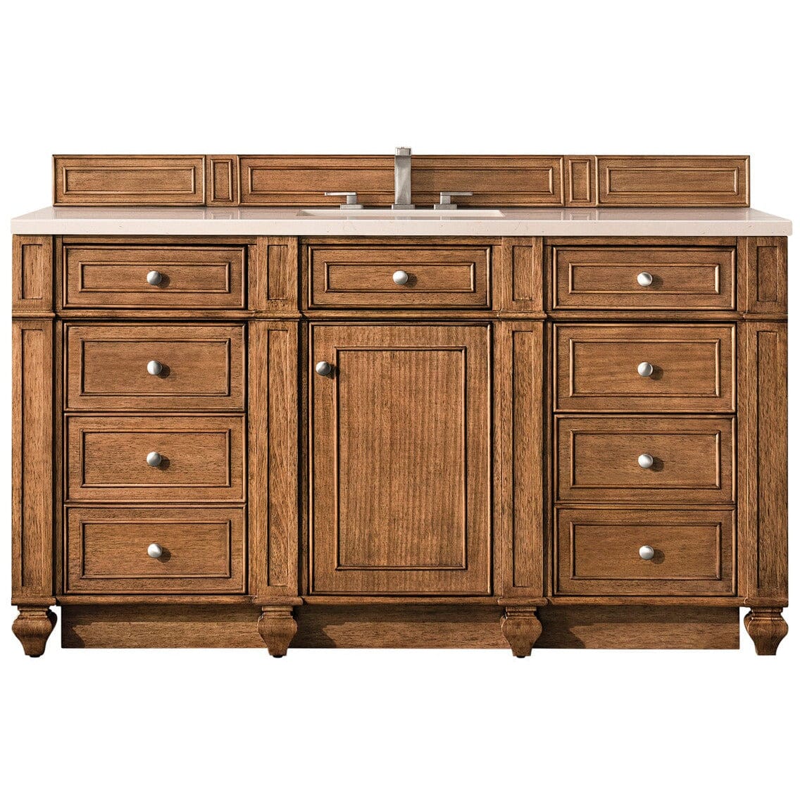 James Martin Bristol 60" Single Vanity Vanity James Martin Saddle Brown w/ 3 CM Eternal Marfil Quartz Top 