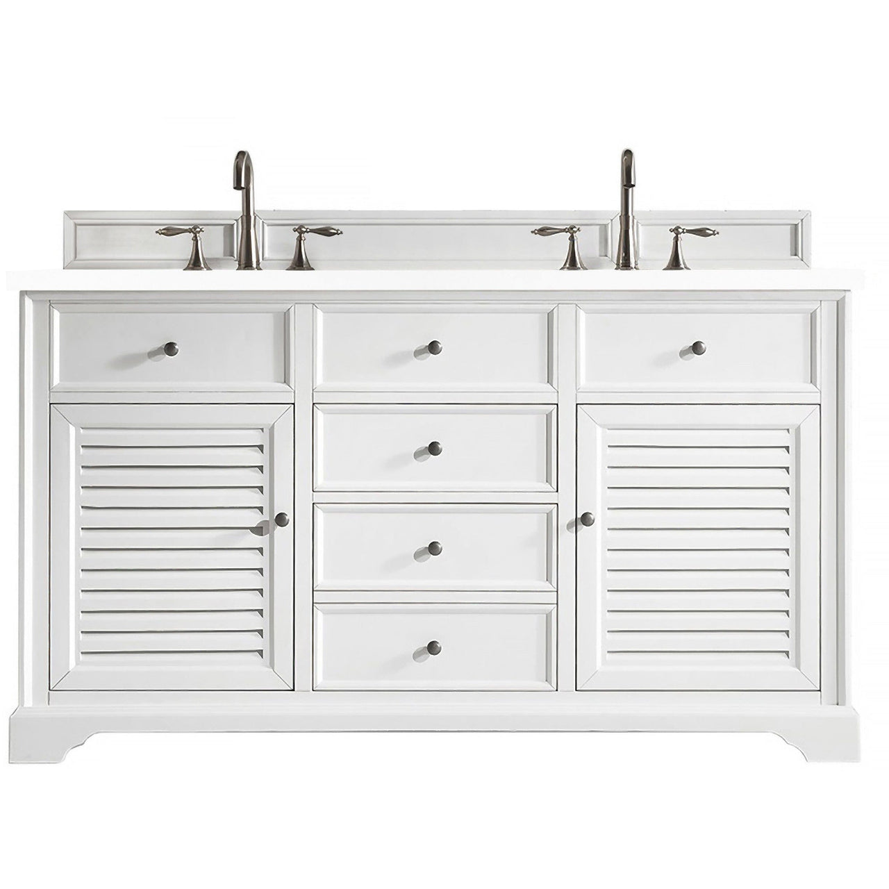 James Martin Savannah 60" Double Vanity Vanity James Martin Bright White w/ 3 CM Classic White Quartz Top 
