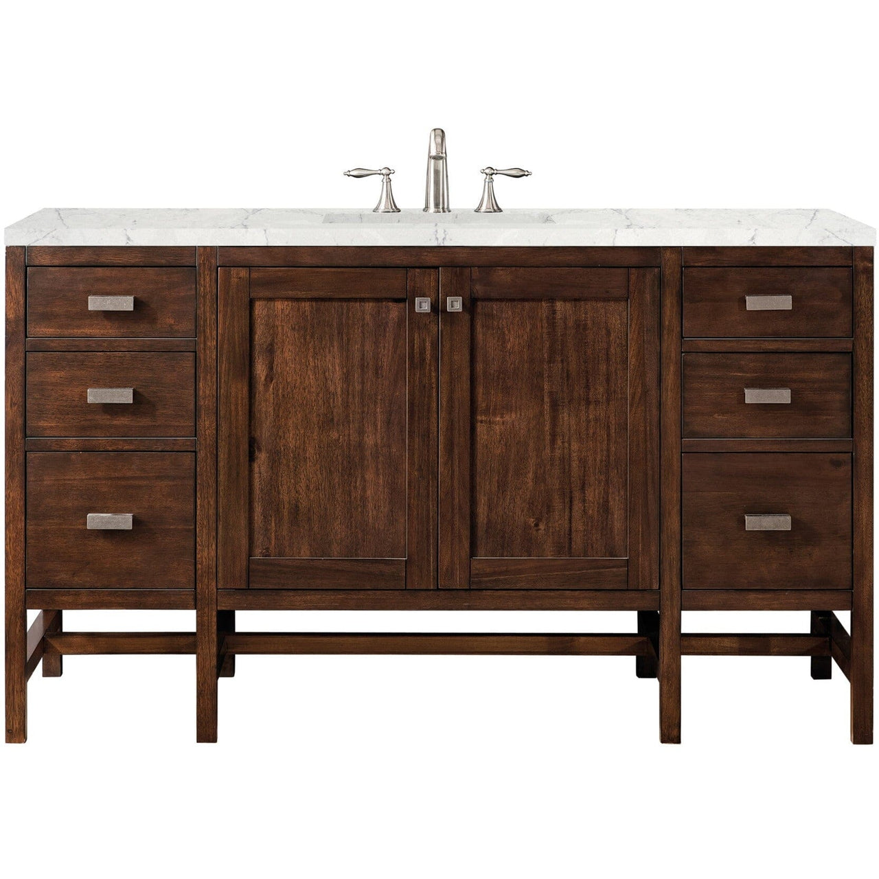 James Martin Addison 60" Single Vanity Vanity James Martin Mid Century Acacia w/ 3 CM Eternal Jasmine Pearl Quartz Top 
