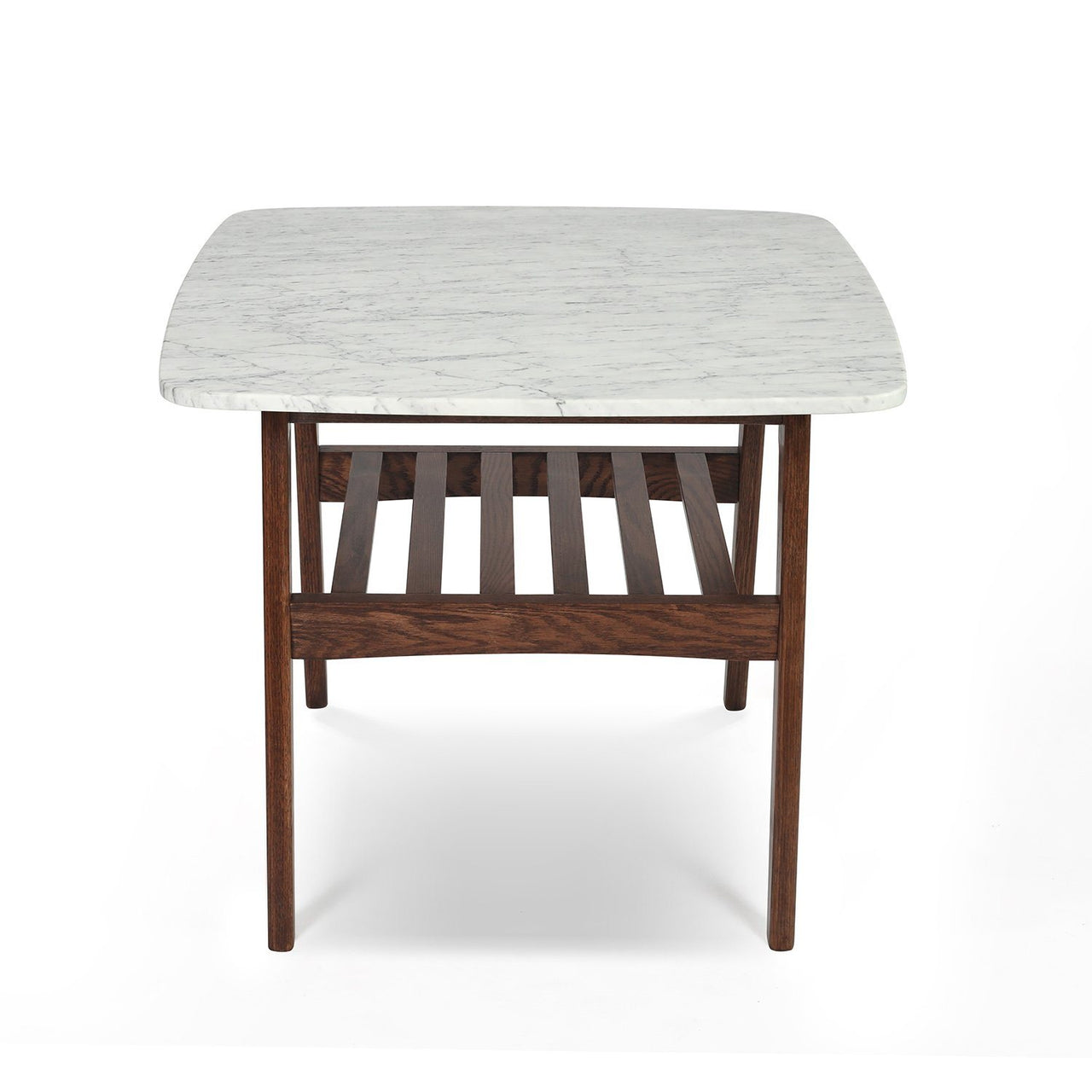 Cassoro 24" Square Italian Carrara White Marble Side Table with Shelf Side Table The Bianco Collection 