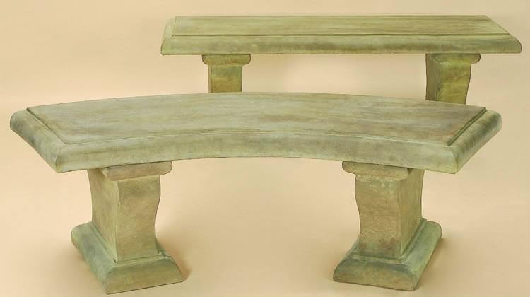 Sienna Outdoor Cast Stone Garden Bench Straight Benches Tuscan 