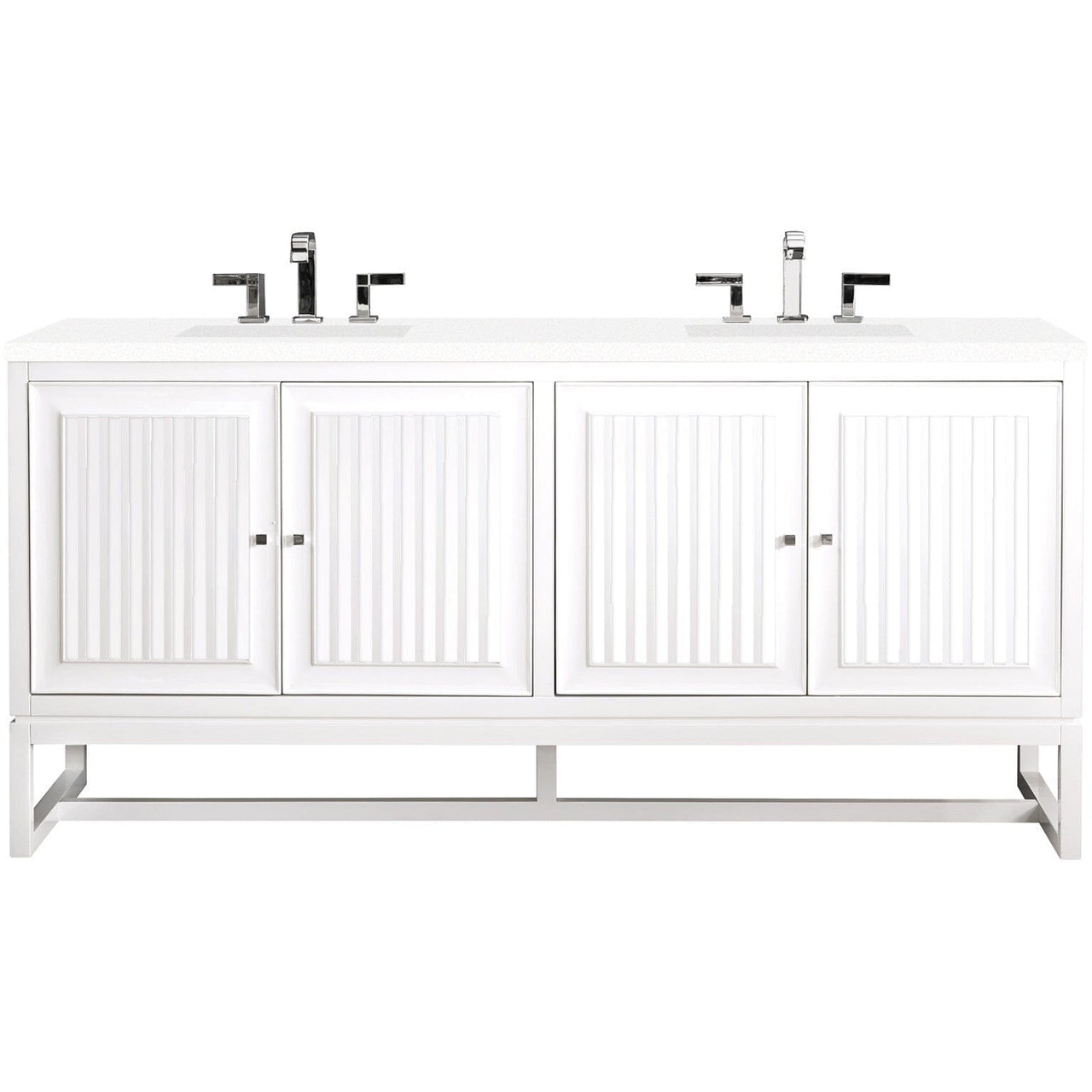 James Martin Athens 72" Double Vanity Vanity James Martin Glossy White w/ 3 CM Classic White Quartz Top 