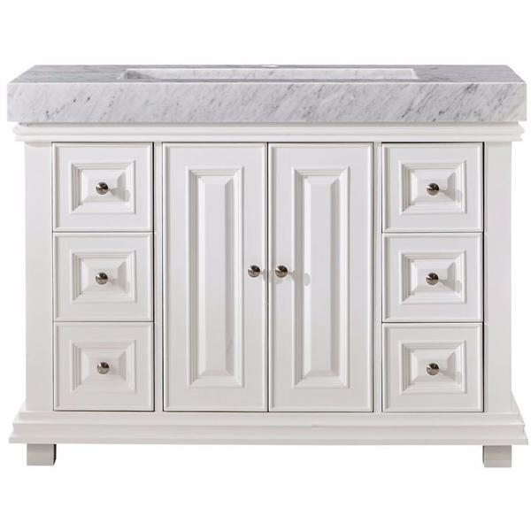 Silkroad 48" White Single Sink Cabinet w/Carrara Marble Top Vanity Silkroad Exclusive 