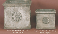 Thumbnail for Square Rosette Pot Cast Stone Outdoor Garden Planter Planter Tuscan 