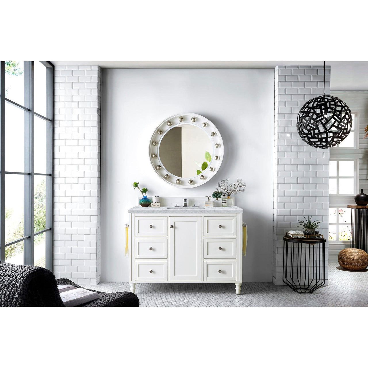 James Martin Copper Cove Encore 48" Single Vanity Vanity James Martin Bright White w/ 3 CM Carrara Marble Top 