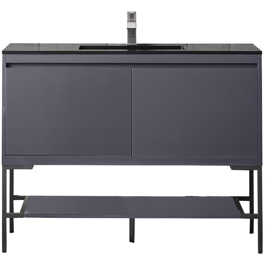 James Martin Milan 47.3" Single Vanity Vanity James Martin Modern Grey Glossy - Matte Black w/Charcoal Black Composite Top 