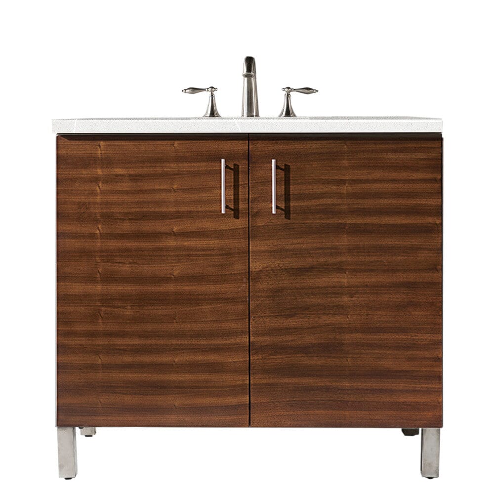 James Martin Metropolitan 36" Single Vanity Vanity James Martin American Walnut w/ 3 CM Eternal Serena Quartz Top 