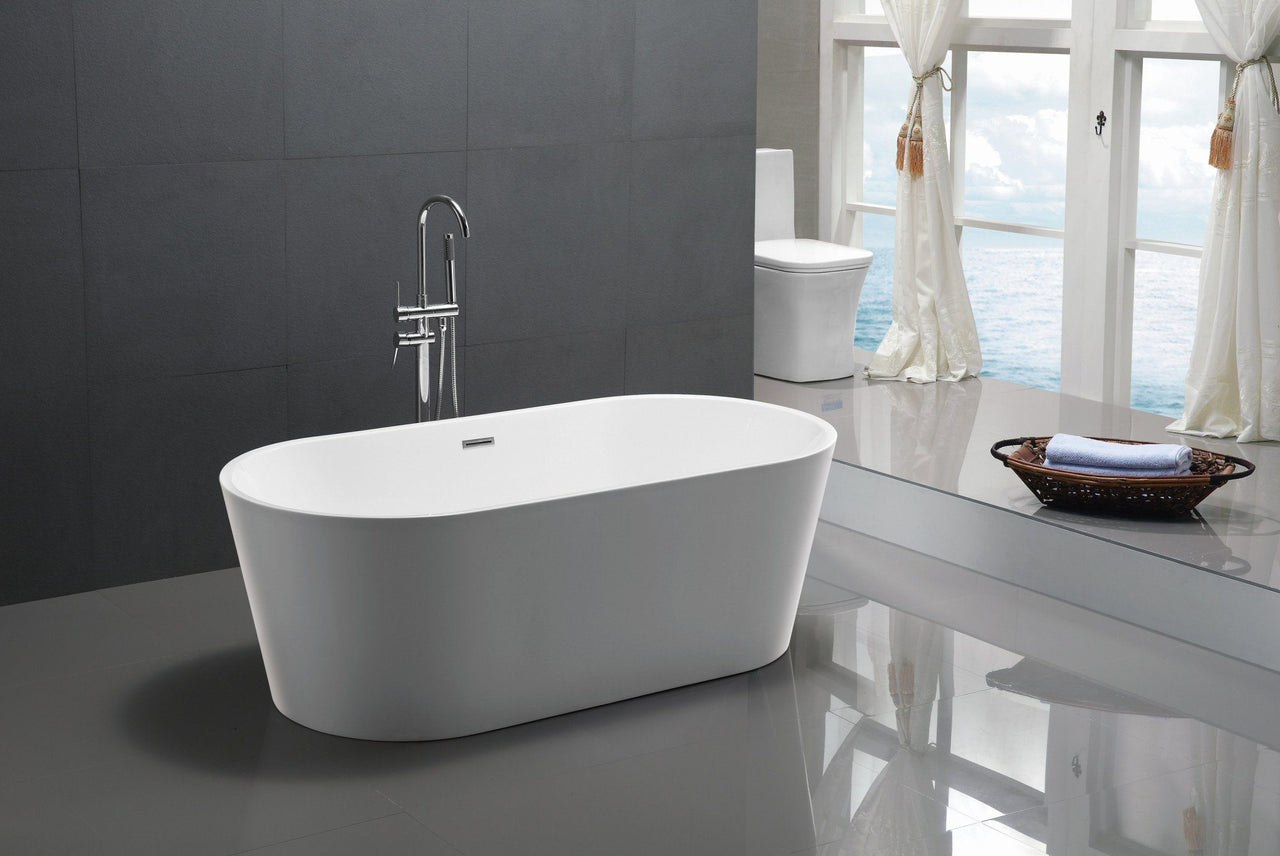 ANZZI Chand Series 5.58 ft. Freestanding Bathtub in White FreeStanding Bathtub ANZZI 
