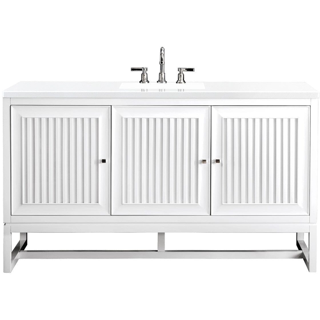 James Martin Athens 60" Single Vanity Vanity James Martin Glossy White w/ 3 CM Classic White Quartz Top 