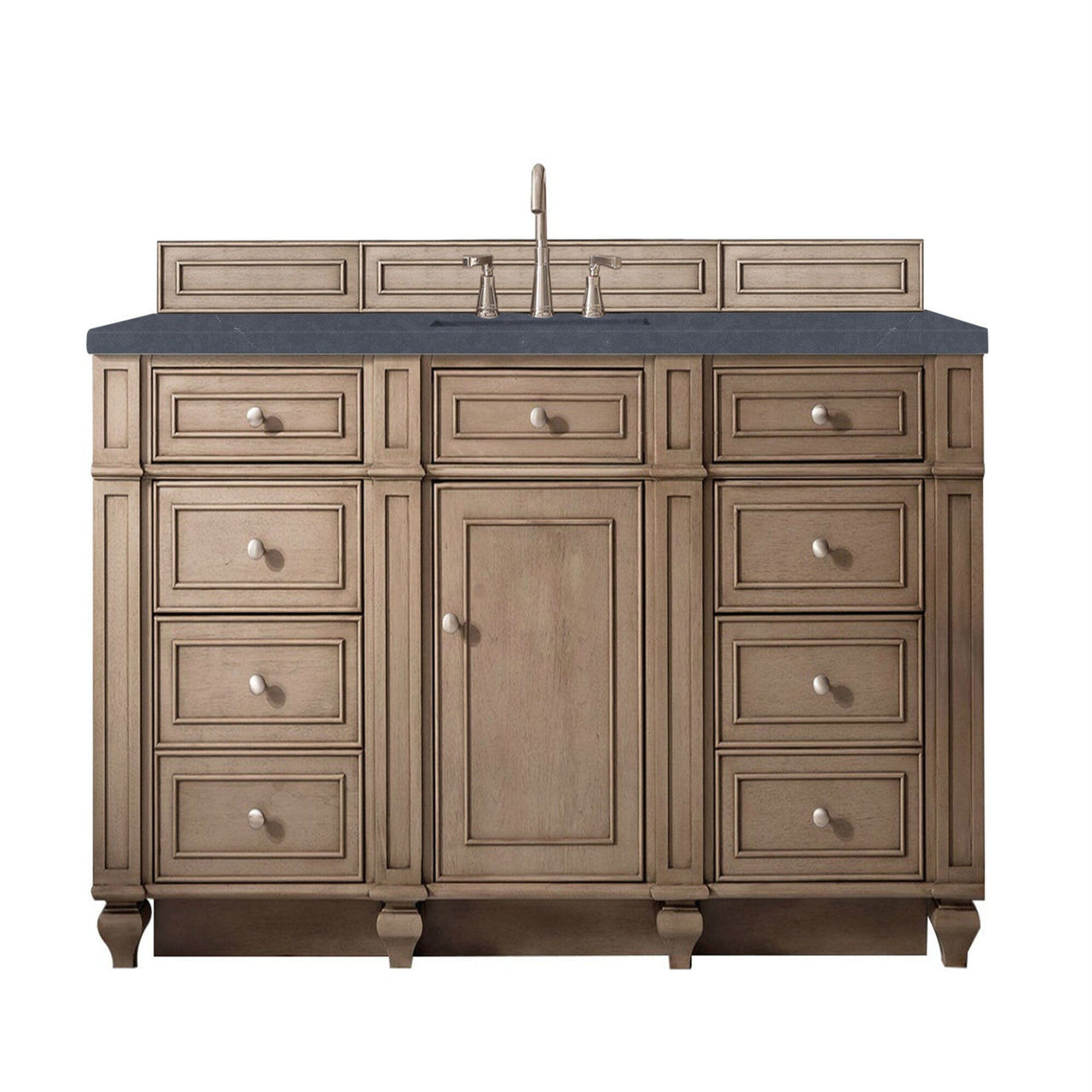 James Martin Bristol 60" Single Vanity Vanity James Martin Whitewashed Walnut w/ 3 CM Charcoal Soapstone Quartz Top 