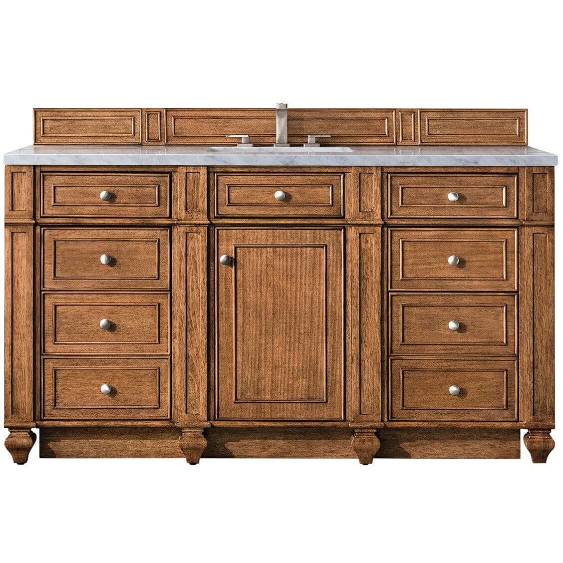 James Martin Bristol 60" Single Vanity Vanity James Martin Saddle Brown w/ 3 CM Eternal Jasmine Pearl Quartz Top 