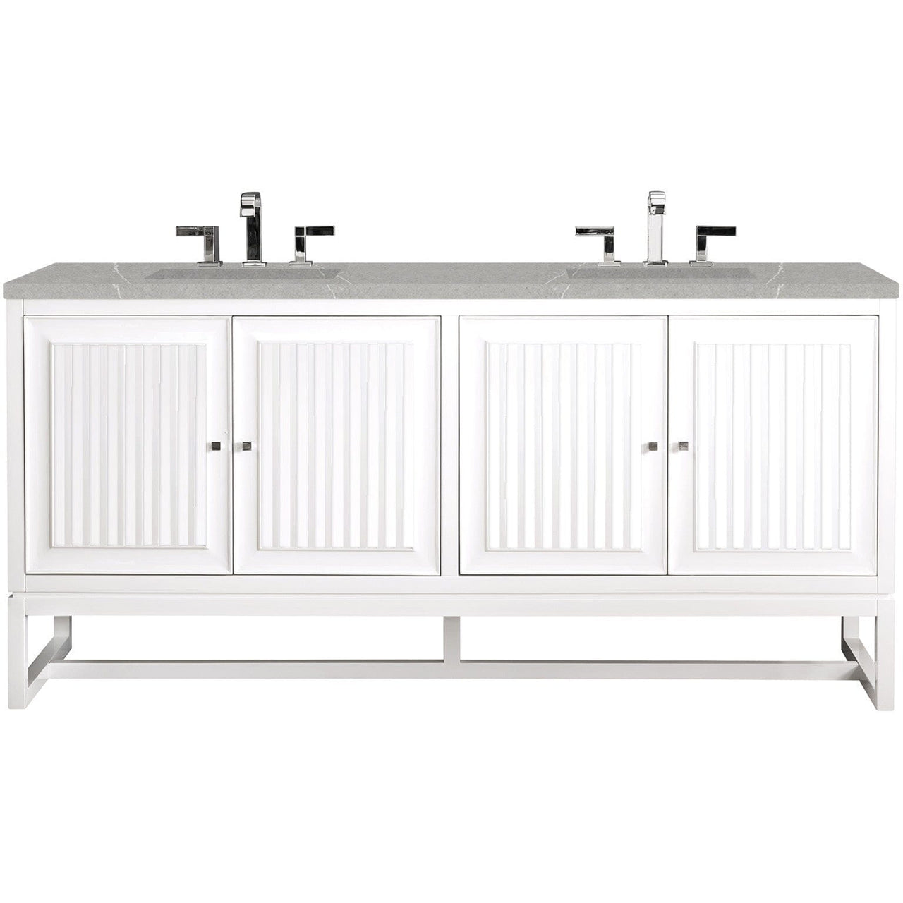 James Martin Athens 72" Double Vanity Vanity James Martin Glossy White w/ 3 CM Eternal Serena Top 
