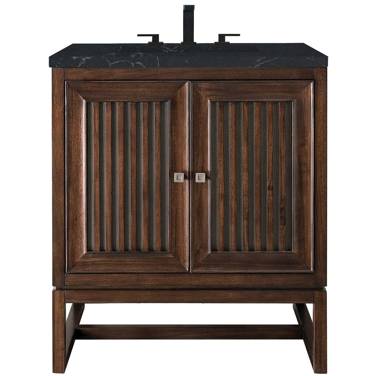 James Martin Athens 30" Single Vanity Vanity James Martin Mid Century Acacia w/ 3 CM Charcoal Soapstone Quartz Top 