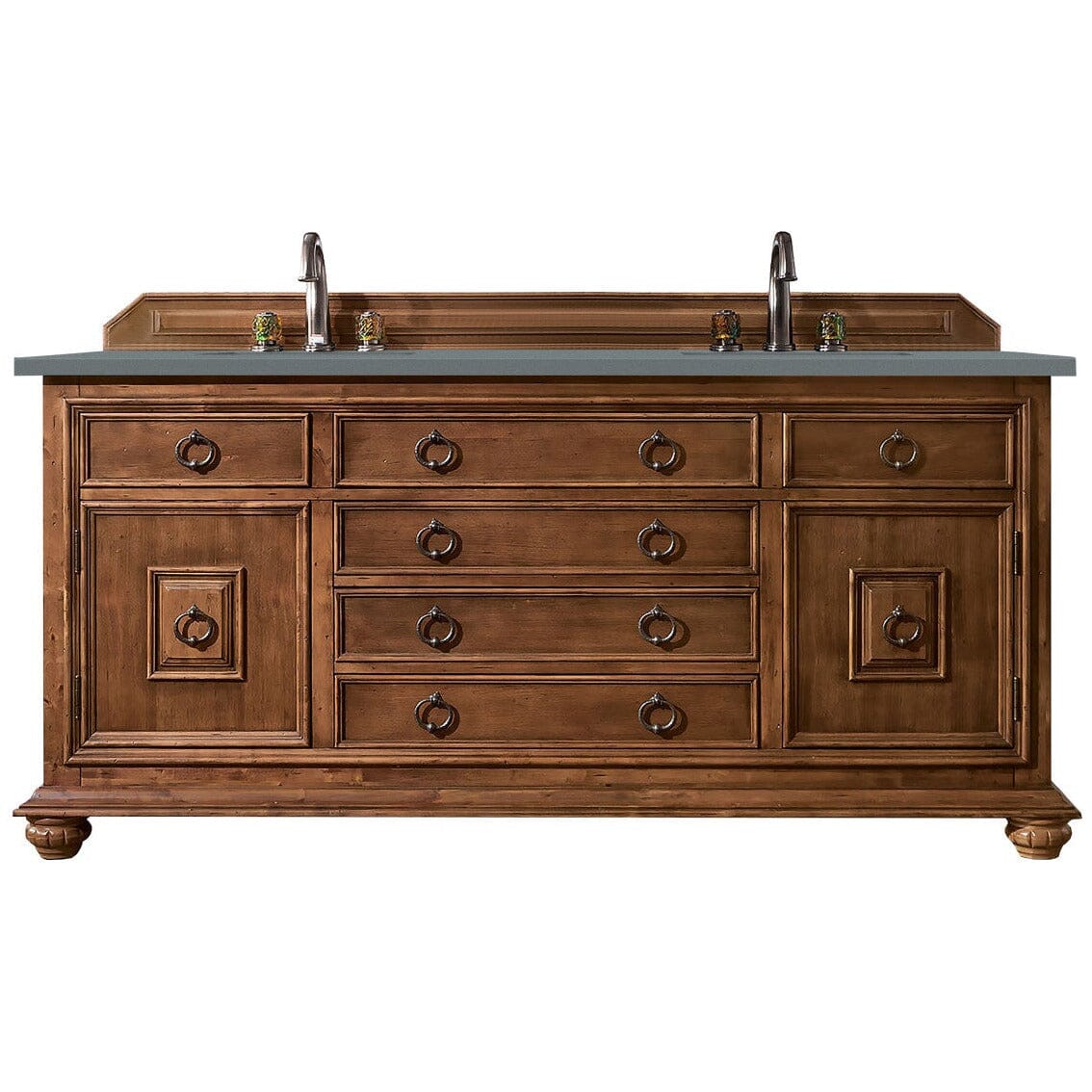 James Martin Mykonos 72" Double Vanity Vanity James Martin Cinnamon w/ 3 CM Cala Blue Quartz Top 