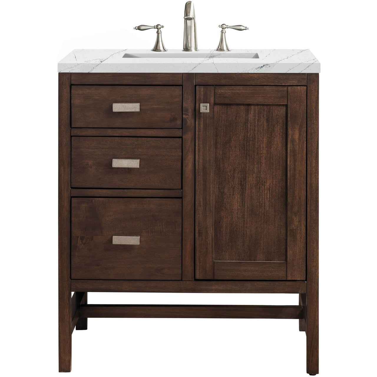 James Martin Addison 30" Single Vanity Vanity James Martin Mid Century Acacia w/ 3 CM Ethereal Noctis Quartz Top 