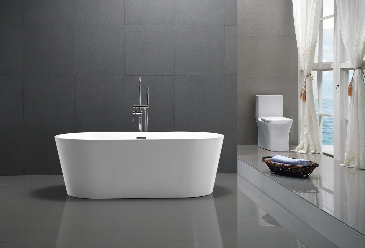 ANZZI Chand Series 5.58 ft. Freestanding Bathtub in White FreeStanding Bathtub ANZZI 