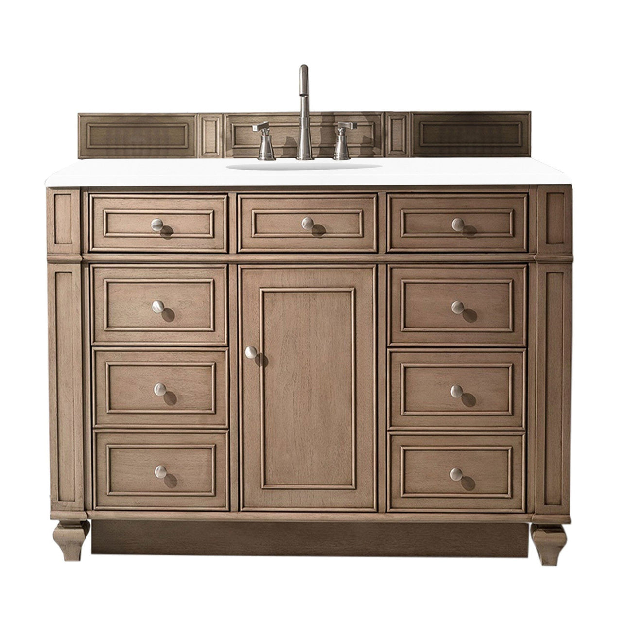 James Martin Bristol 48" Single Vanity Vanity James Martin Whitewashed Walnut w/ 3 CM Classic White Quartz Top 