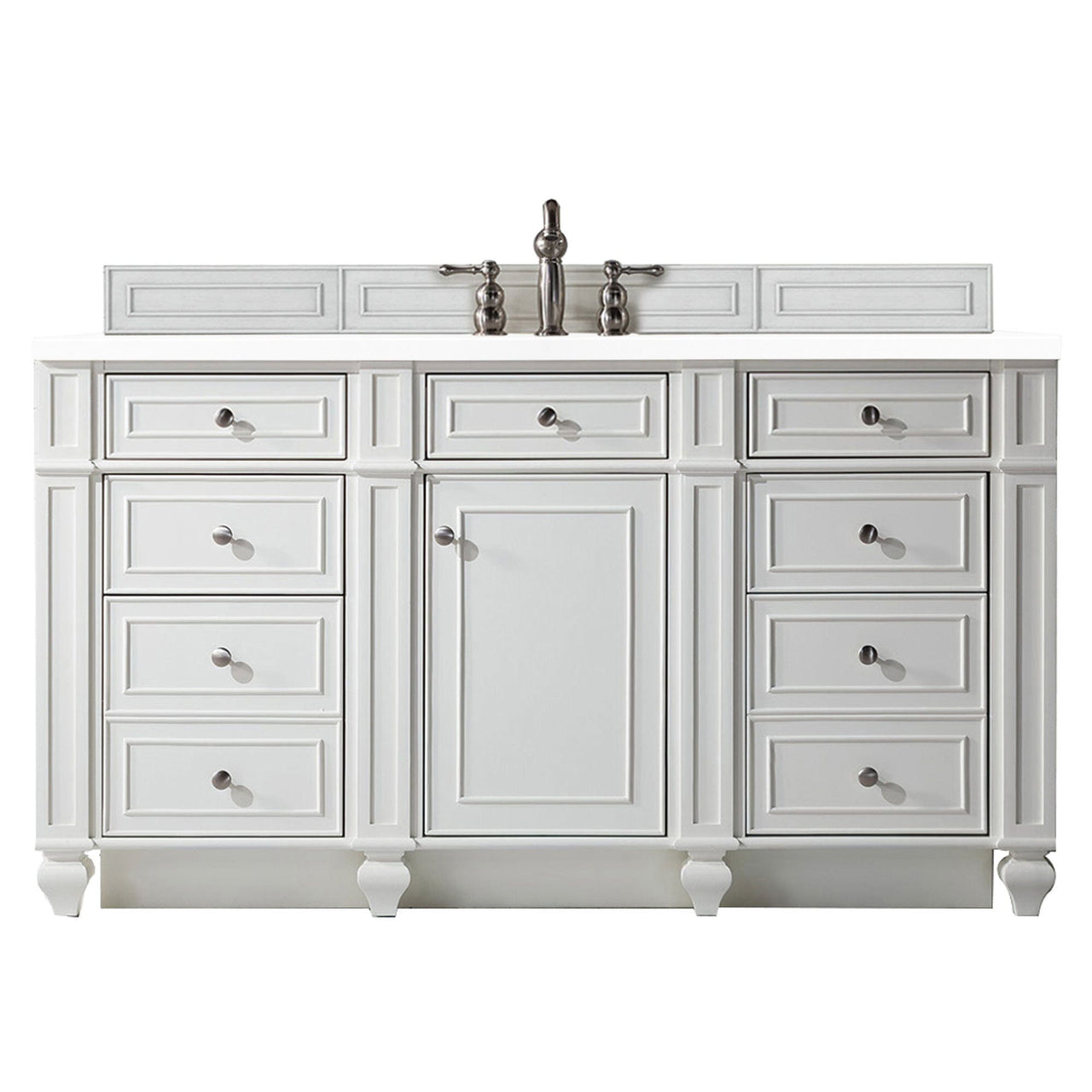 James Martin Bristol 60" Single Vanity Vanity James Martin Bright White w/ 3 CM Classic White Quartz Top 