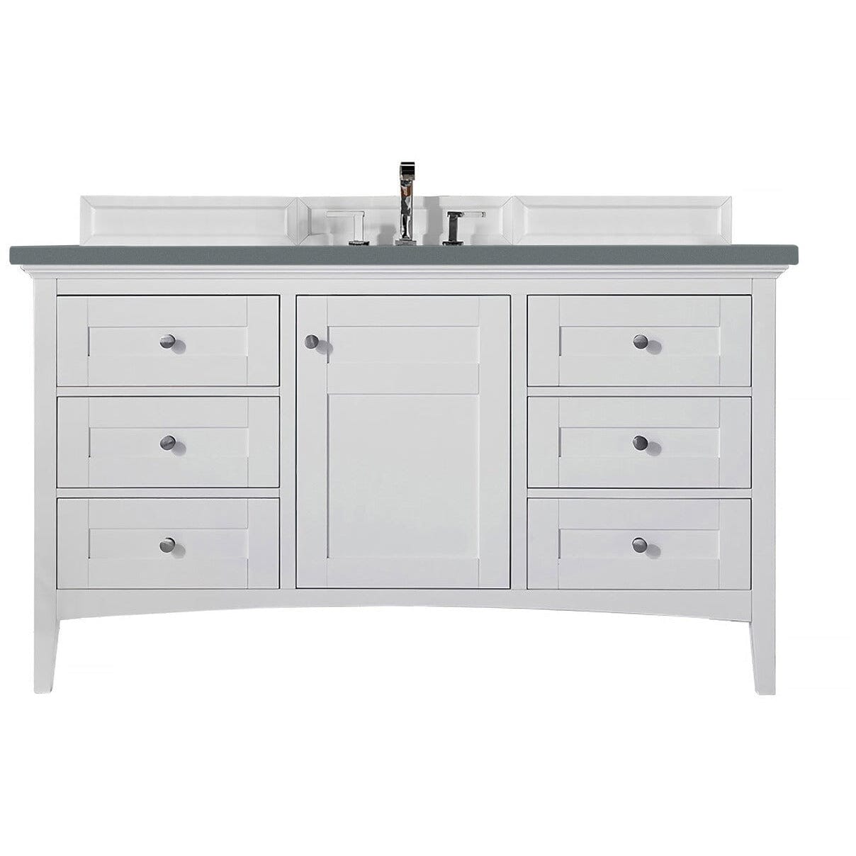 James Martin Palisades 60" Single Vanity Vanity James Martin Bright White w/ 3 CM Cala Blue Quartz Top 