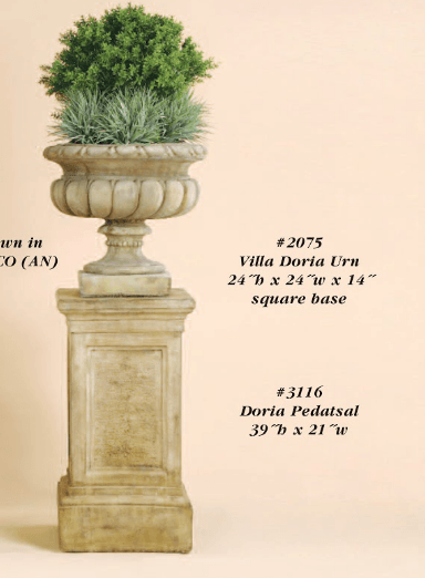 Doria Pedatsal Cast Stone Outdoor Garden Planter Planter Tuscan 