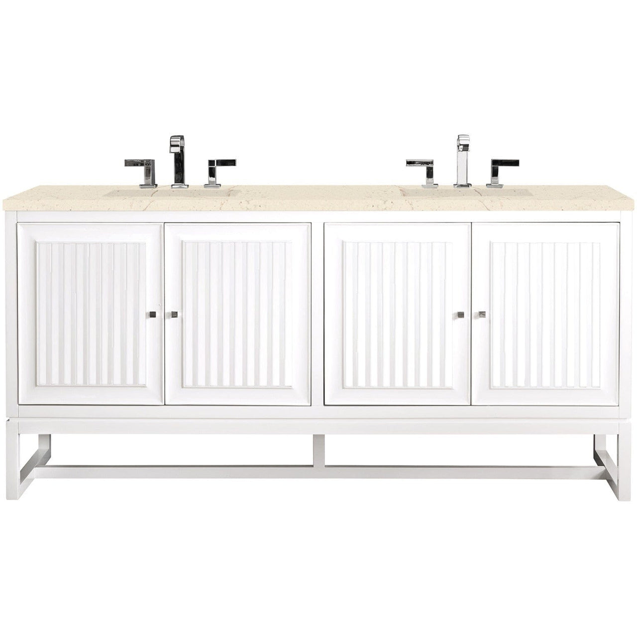 James Martin Athens 72" Double Vanity Vanity James Martin Glossy White w/ 3 CM Eternal Marfil Top 
