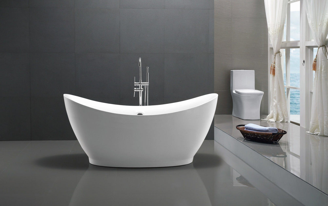 ANZZI Reginald Series 5.67 ft. Freestanding Bathtub in White FreeStanding Bathtub ANZZI 