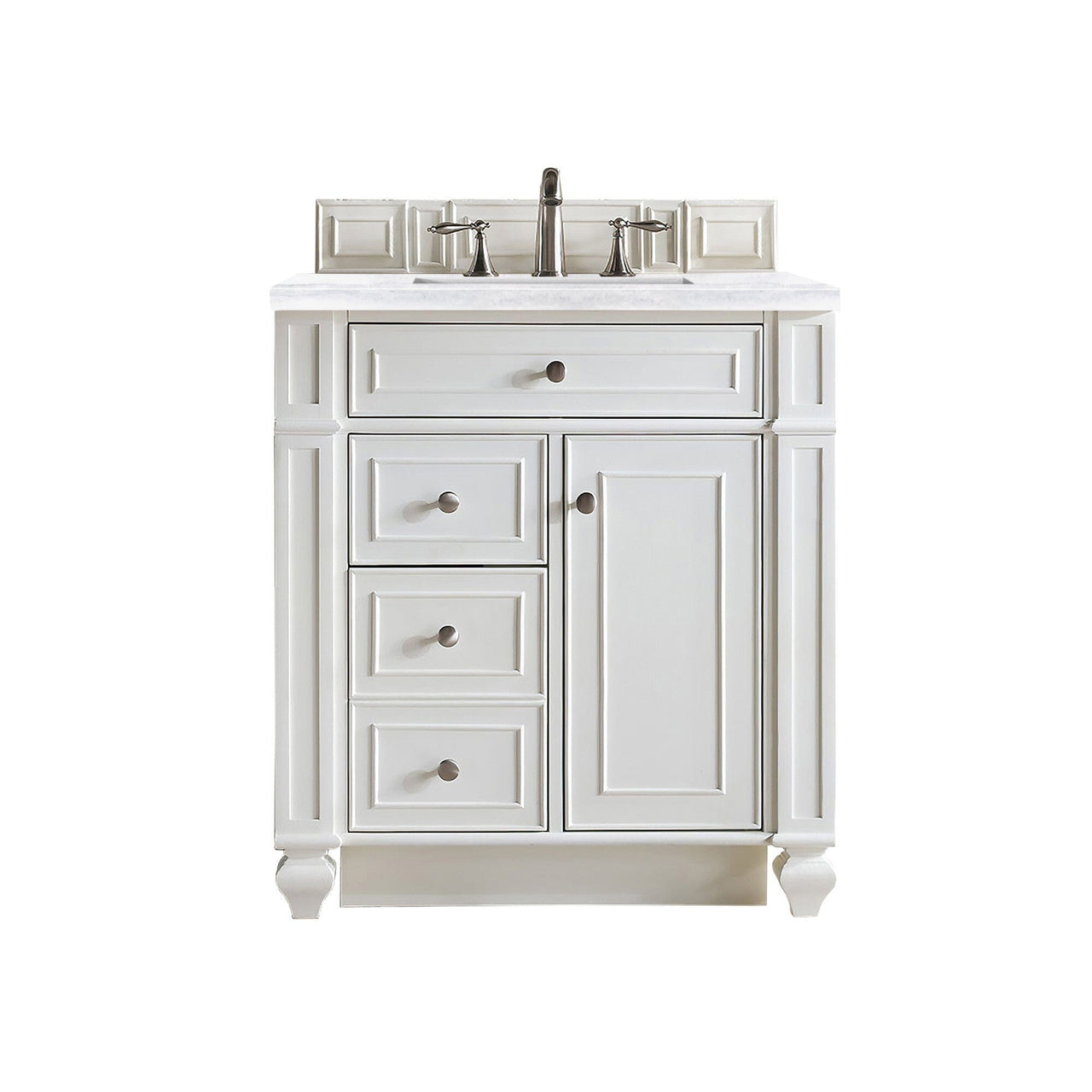 James Martin Bristol 30" Single Vanity Vanity James Martin Bright White w/ 3 CM Arctic Fall Solid Surface Top 