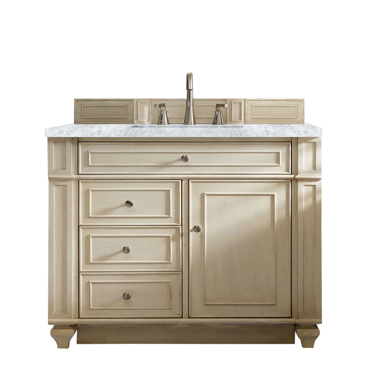 James Martin Bristol 36" Single Vanity Vanity James Martin Vintage Vanilla w/ 3 CM Carrara Marble Top 