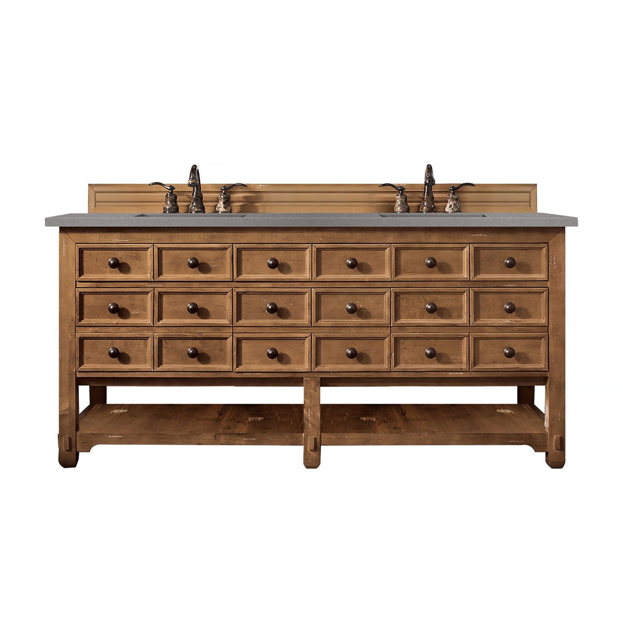 James Martin Malibu 72" Double Vanity Vanity James Martin Honey Alder w/ 3 CM Grey Expo Quartz Top 