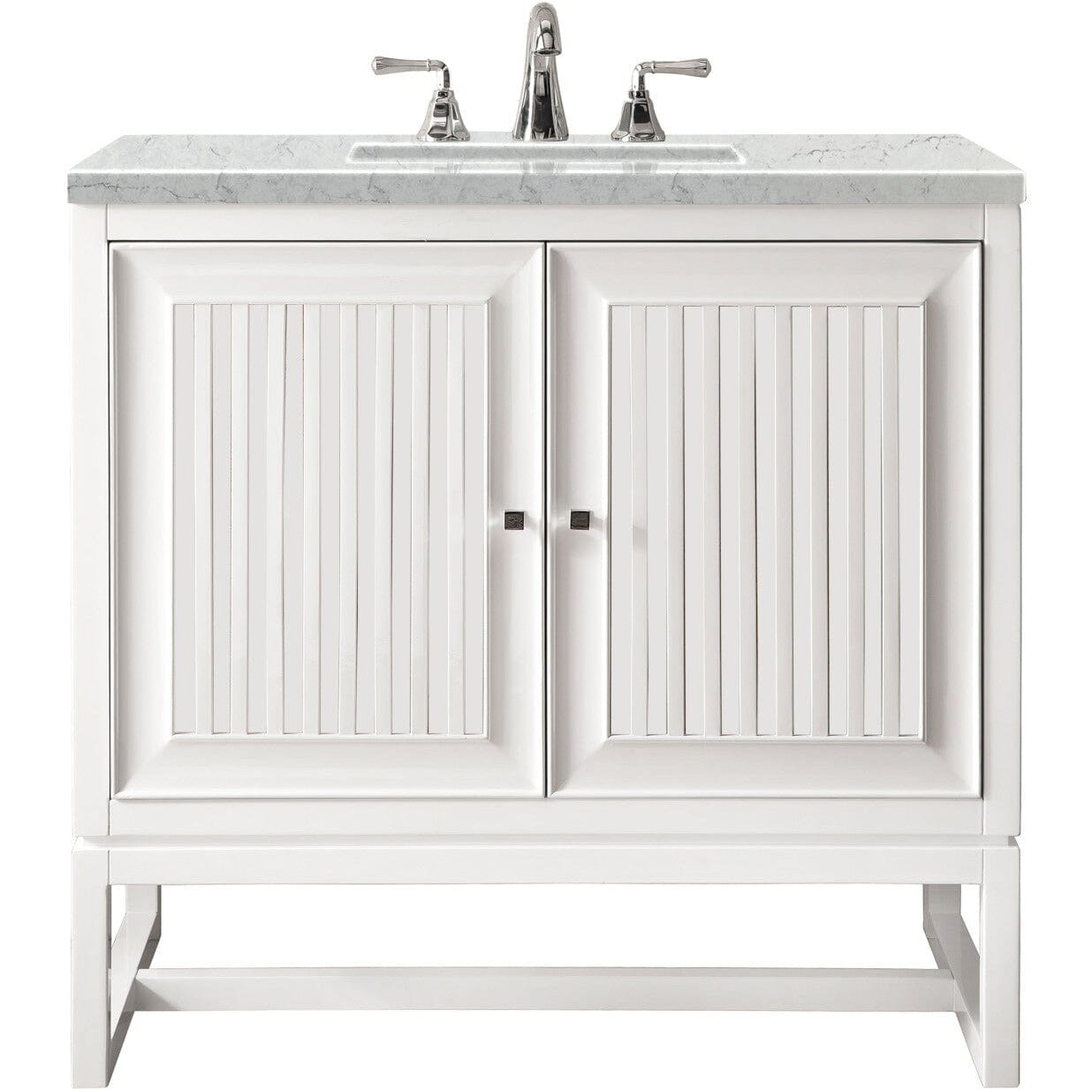 James Martin Athens 30" Single Vanity Vanity James Martin Glossy White w/ 3 CM Eternal Jasmine Pearl Quartz Top 
