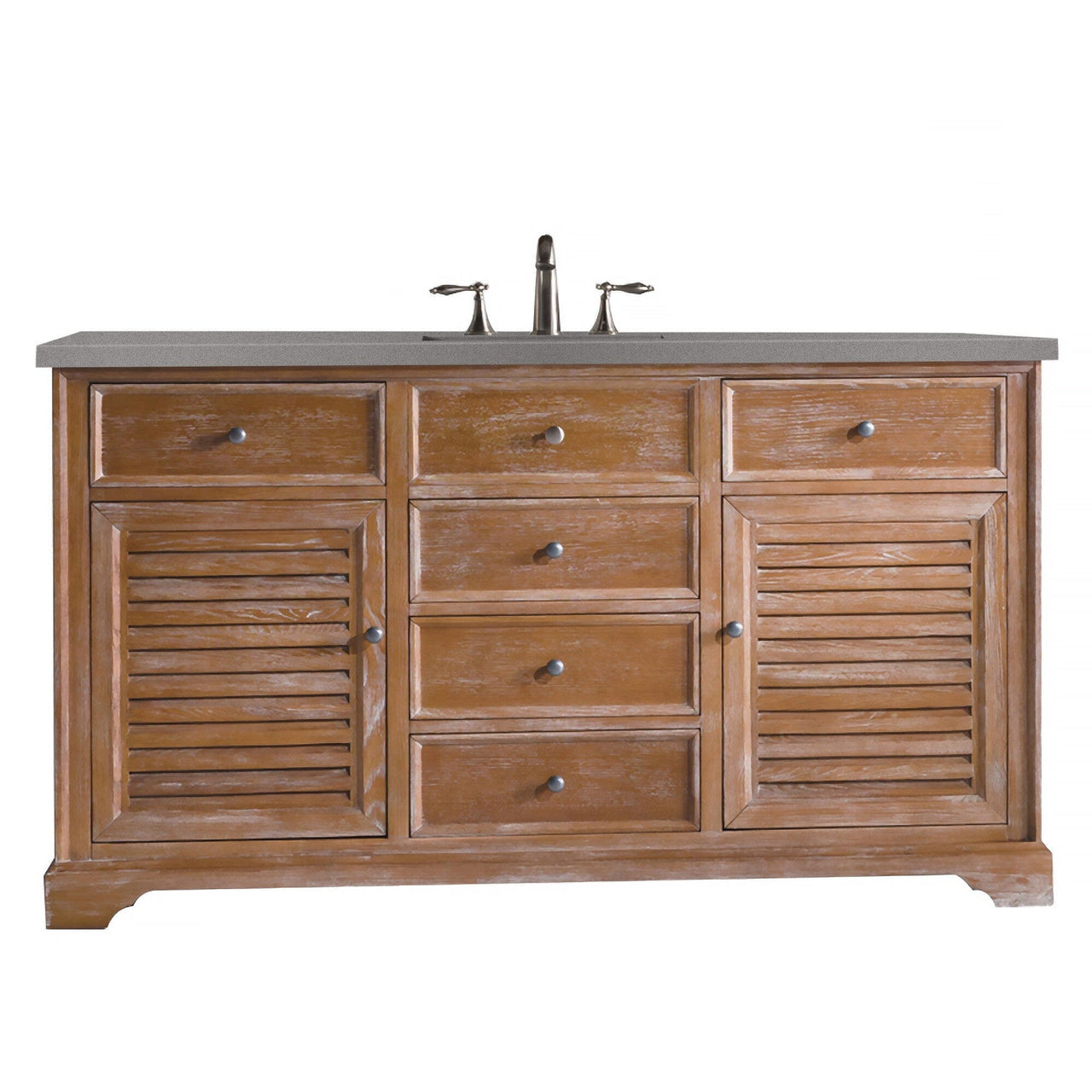 James Martin Savannah 60" Single Vanity Vanity James Martin Driftwood w/ 3 CM Grey Expo Quartz Top 