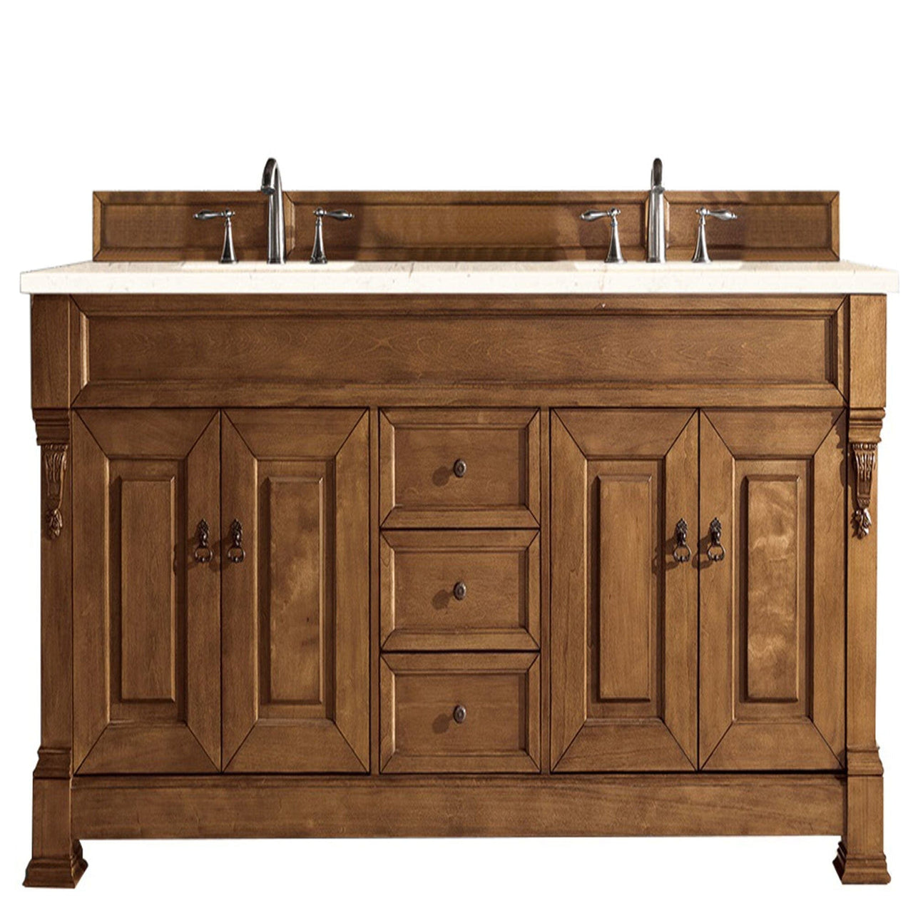 James Martin Brookfield 72" Double Vanity Vanities James Martin Country Oak w/ 3 CM Eternal Marfil Quartz Top 