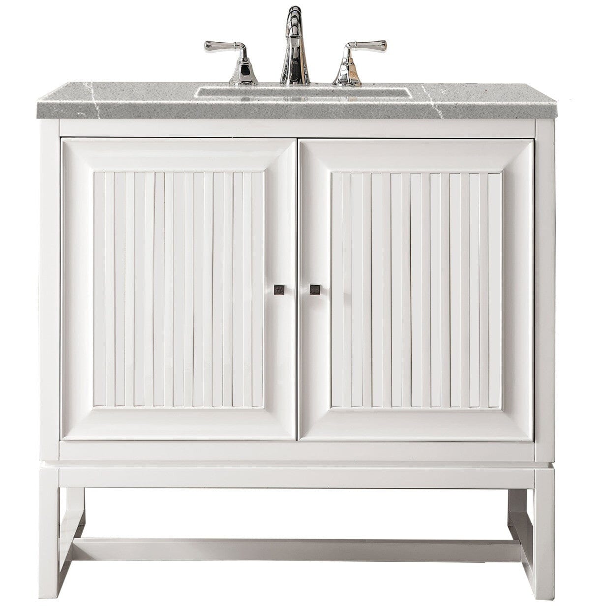 James Martin Athens 36" Single Vanity Vanity James Martin Glossy White w/ 3 CM Eternal Serena Top 