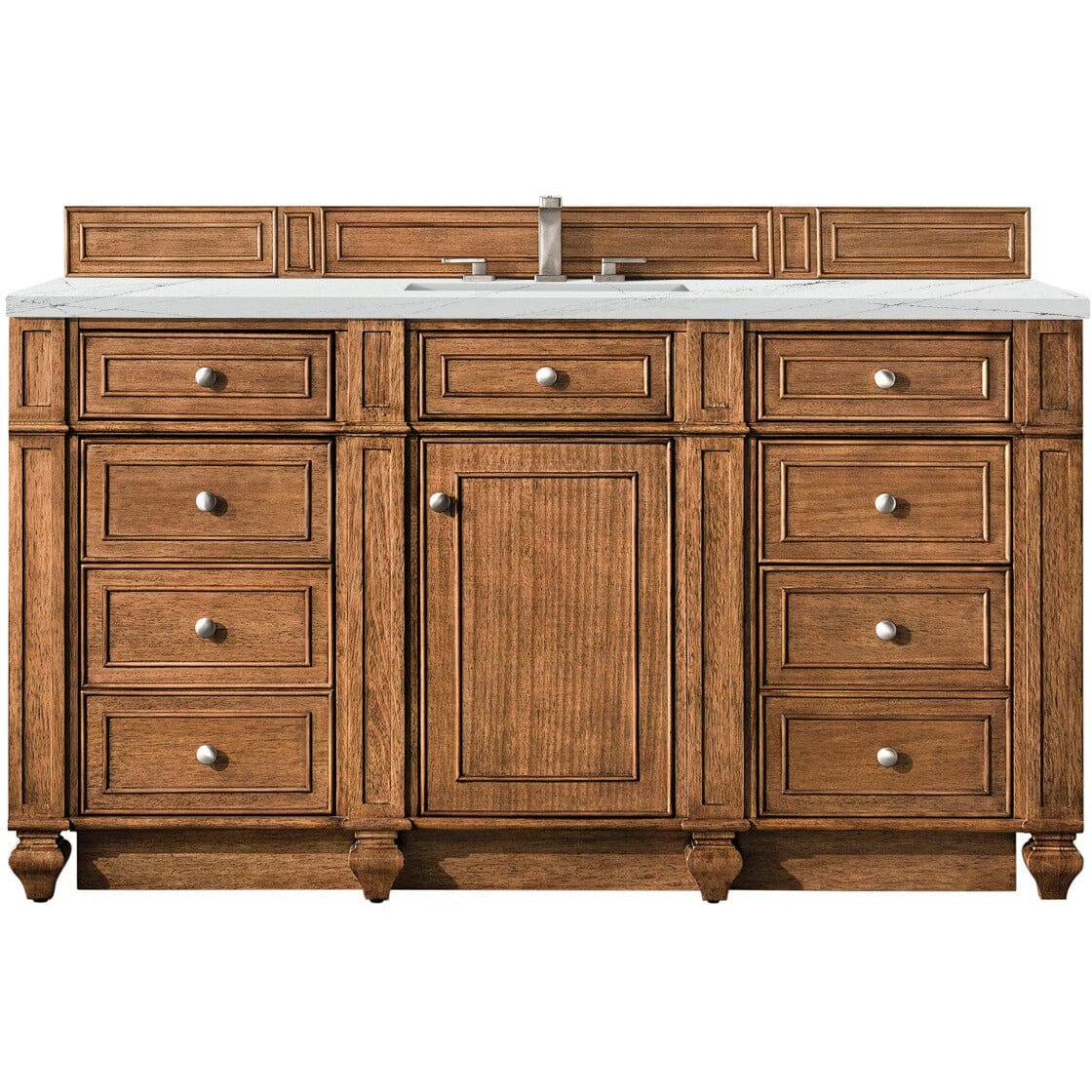 James Martin Bristol 60" Single Vanity Vanity James Martin Saddle Brown w/ 3 CM Ethereal Noctis Quartz Top 