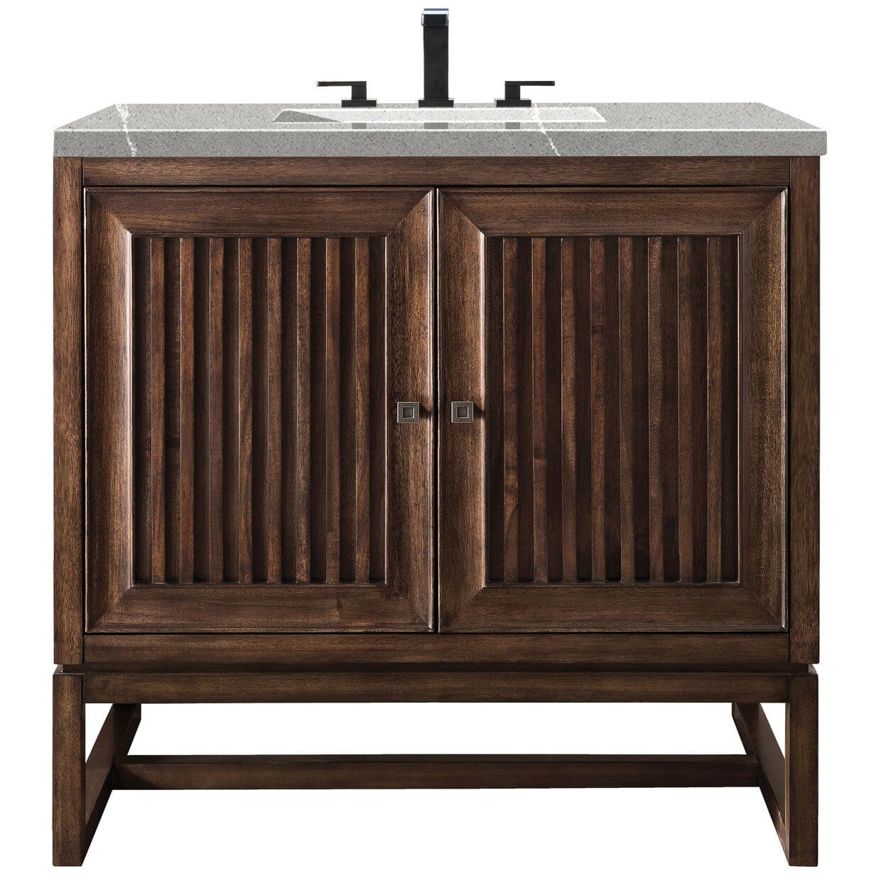 James Martin Athens 36" Single Vanity Vanity James Martin Mid Century Acacia w/ 3 CM Eternal Serena Top 