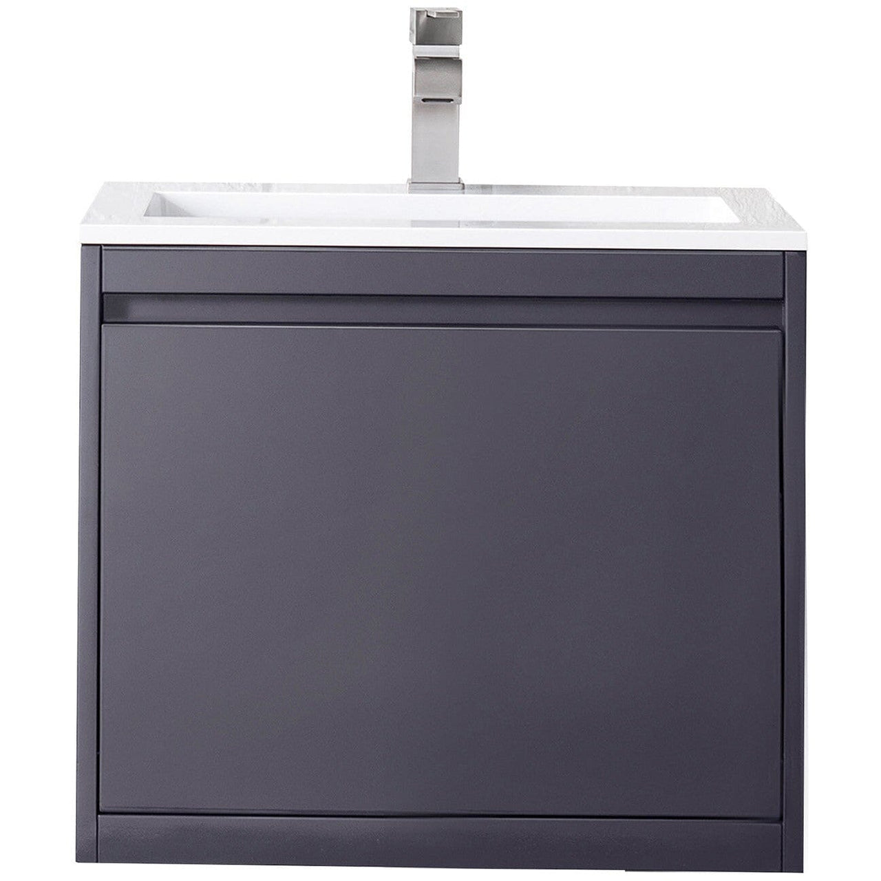 James Martin Milan 23.6" Single Vanity Vanity James Martin Modern Grey Glossy w/Glossy White Composite Top 