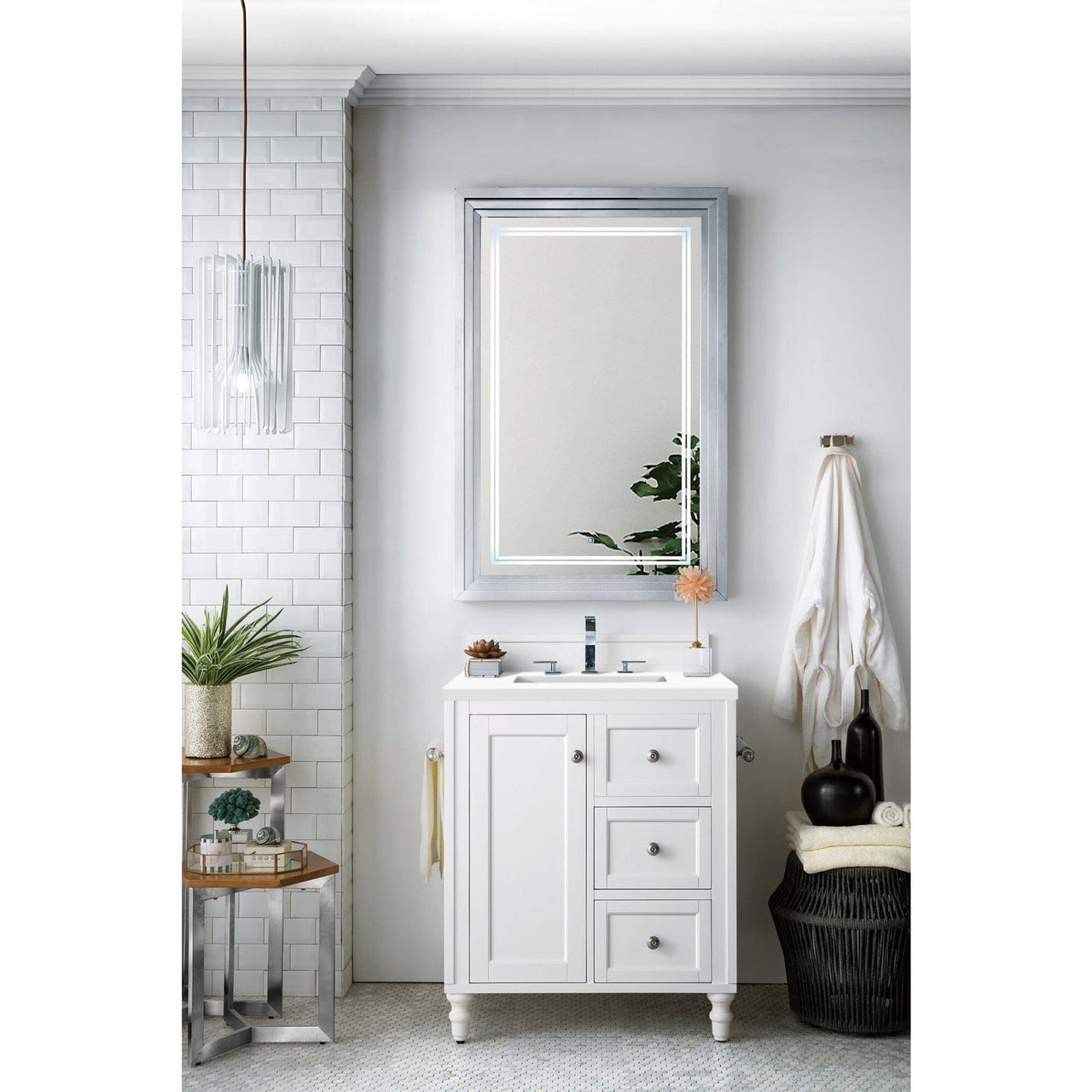 James Martin Copper Cove Encore 30" Single Vanity Vanity James Martin Bright White w/ 3 CM Classic White Quartz Top 